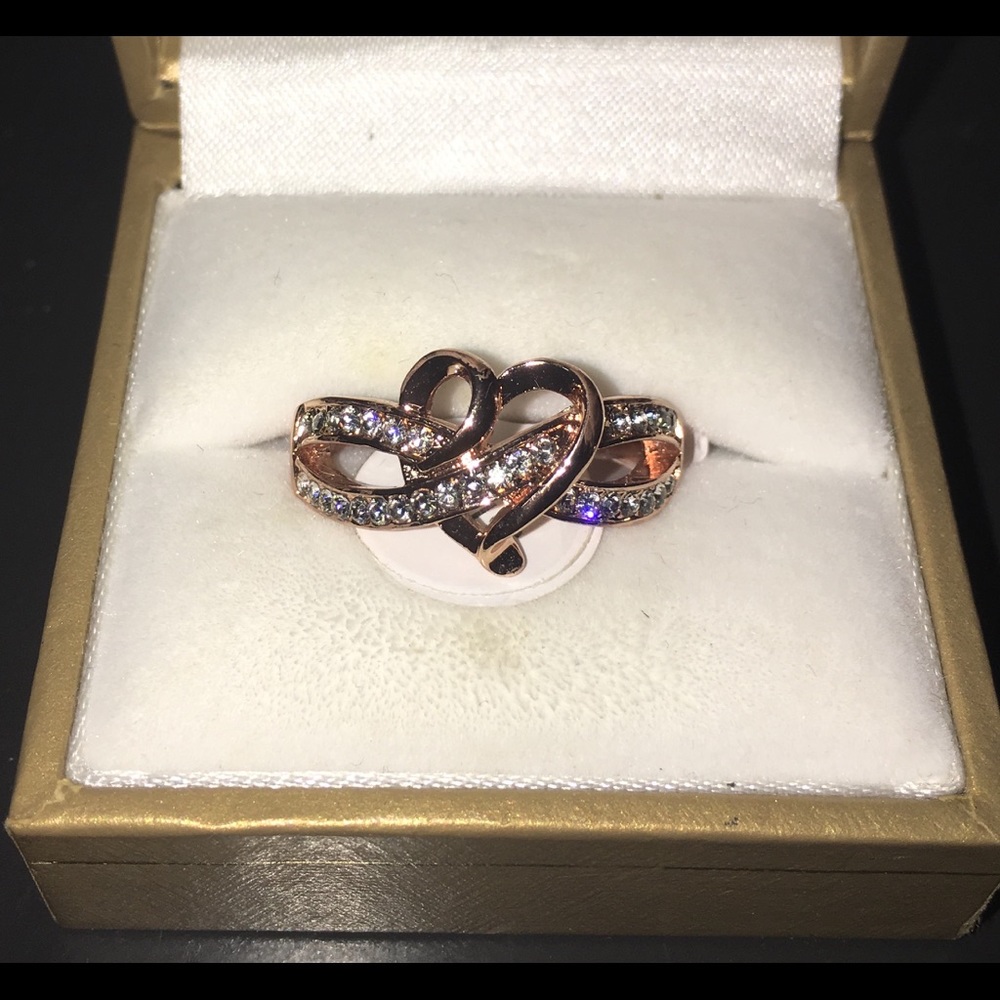 Rose gold plated heart ring